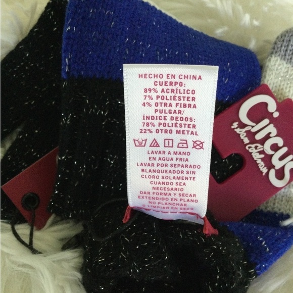 Circus By Sam Edelman Woman’s sparkle Stripe Gloves blue black white - Picture 5 of 10